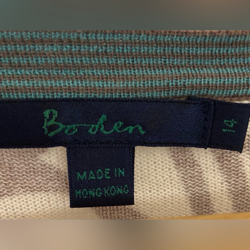 Boden Brown Floral Very Lightweight Cotton Cardigan W/Blue Accent Color - Picture 5 of 13